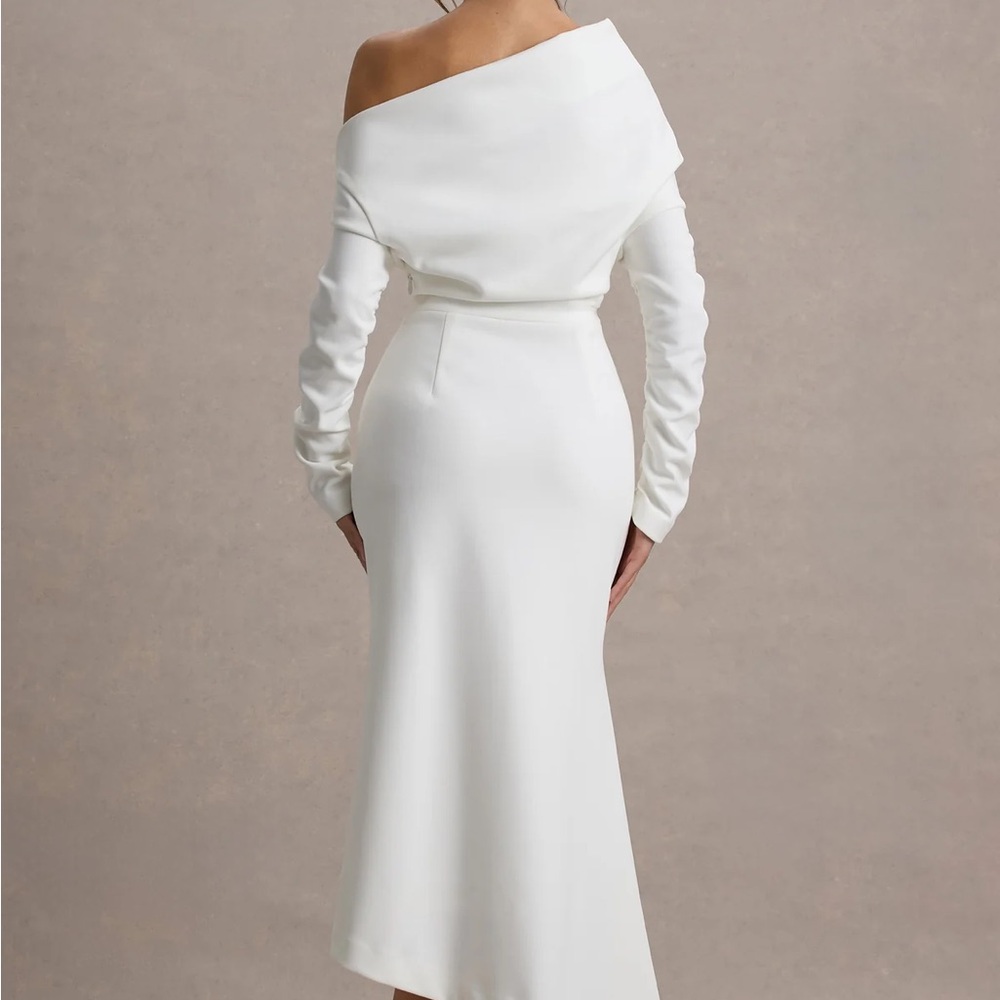 WHITE ONE-SHOULDER ASYMMETRIC MAXI DRESS - Picture 2 of 2